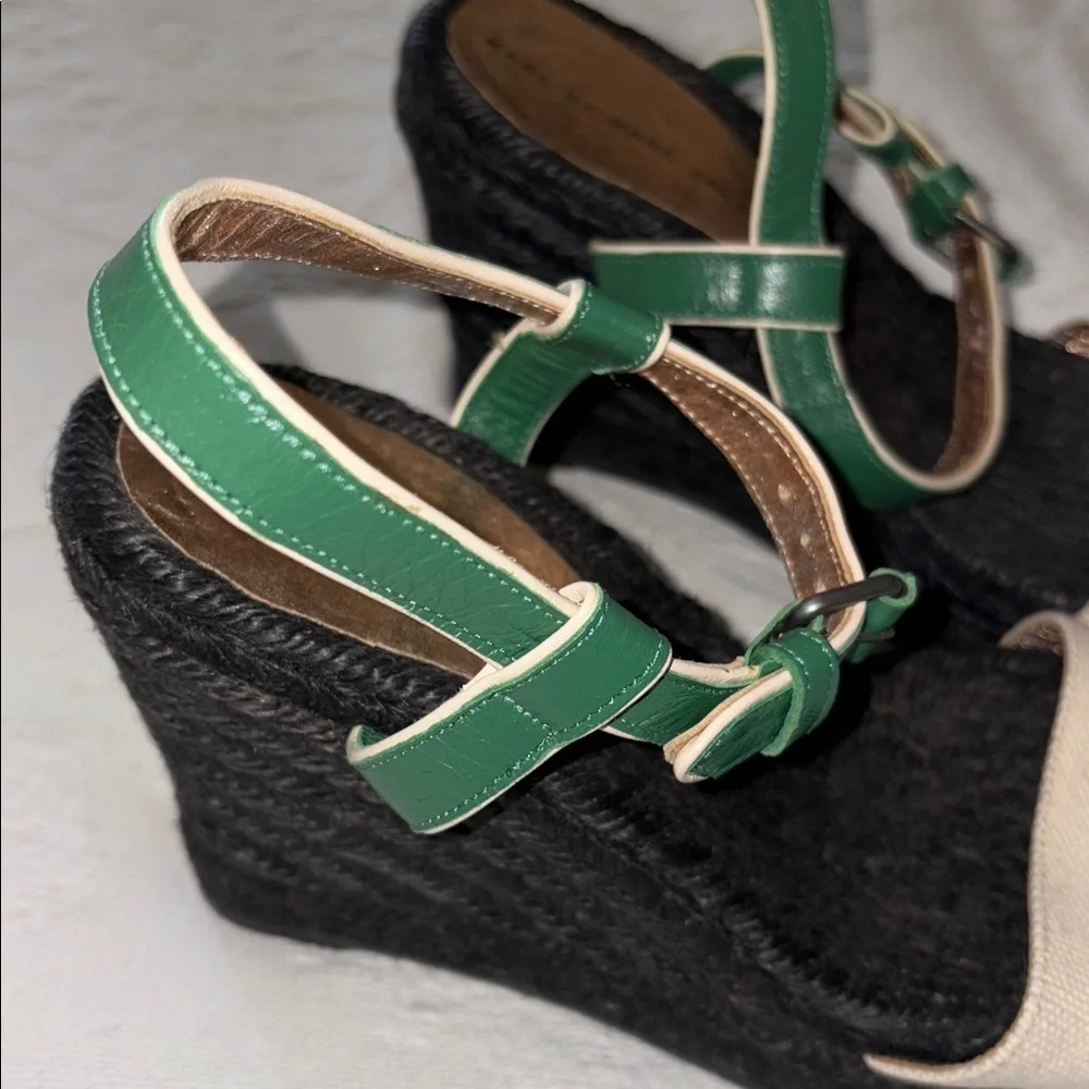 BNWOT Green and Cream Wedge Espadrille by Marc Jacobs